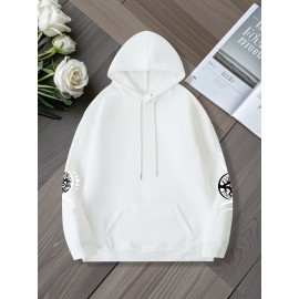 Oversized Women's Hoodie with Moon and Stars Graphic Print, 100% Polyester Long Sleeve Pullover with Kangaroo Pocket, Casual Loose Fit for All Seasons