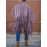 [Plus Size Tassel Top] Plus Size Women's Tassel Top - Vibrant Red Retro Chic Oversized High Neck Long Sleeve Blouse | Batwing Sleeves, Flowy Fabric, Stretchy Machine-Washable | Party & Banquet, Festive Outfit, Fall/Winter Fashion, Casual & Formal Events