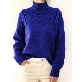 Plus Size, Women's Plus Size Elegant High Collar Sweater - Winter Warm Long Sleeve Wrinkle-Resistant Large Coat-Like Blazer, Structured Office & Commuting Sweater Jacket (Solid Color, Non-Stretch) - Fall/Winter Wardrobe Staple (Hand Wash