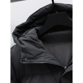 1pc Elegant Women'S Polyester Jacket - Solid Color Crew Neck Long Sleeve with Pockets for Fall/Winter Outdoor Sports and Casual Warmth